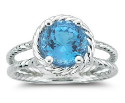 Swiss Blue Topaz Solitaire Ring