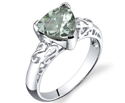 Trillion Cut Green Amethyst Ring