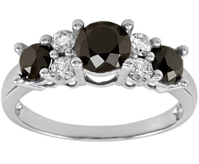 Triple Black Diamond Ring