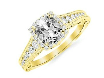 White Gold Vintage Sidestone Diamond Ring