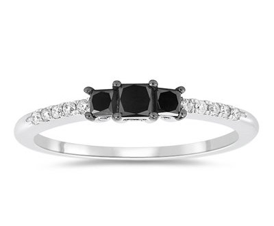 White Black Diamond Ring