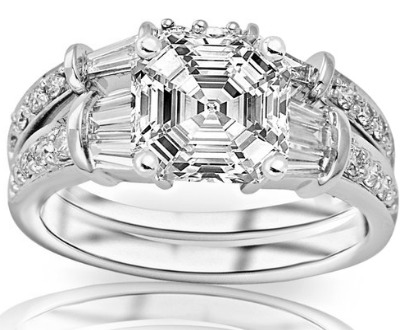 White Gold Baguette Diamond Engagement Ring