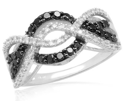 White Gold Black White Diamond Ring