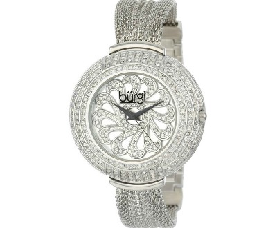 Burgi Crystal Mesh Bracelet Watch