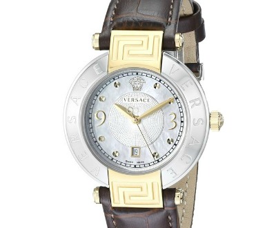 New Reve Two-Tone Watch with Brown Leather Band